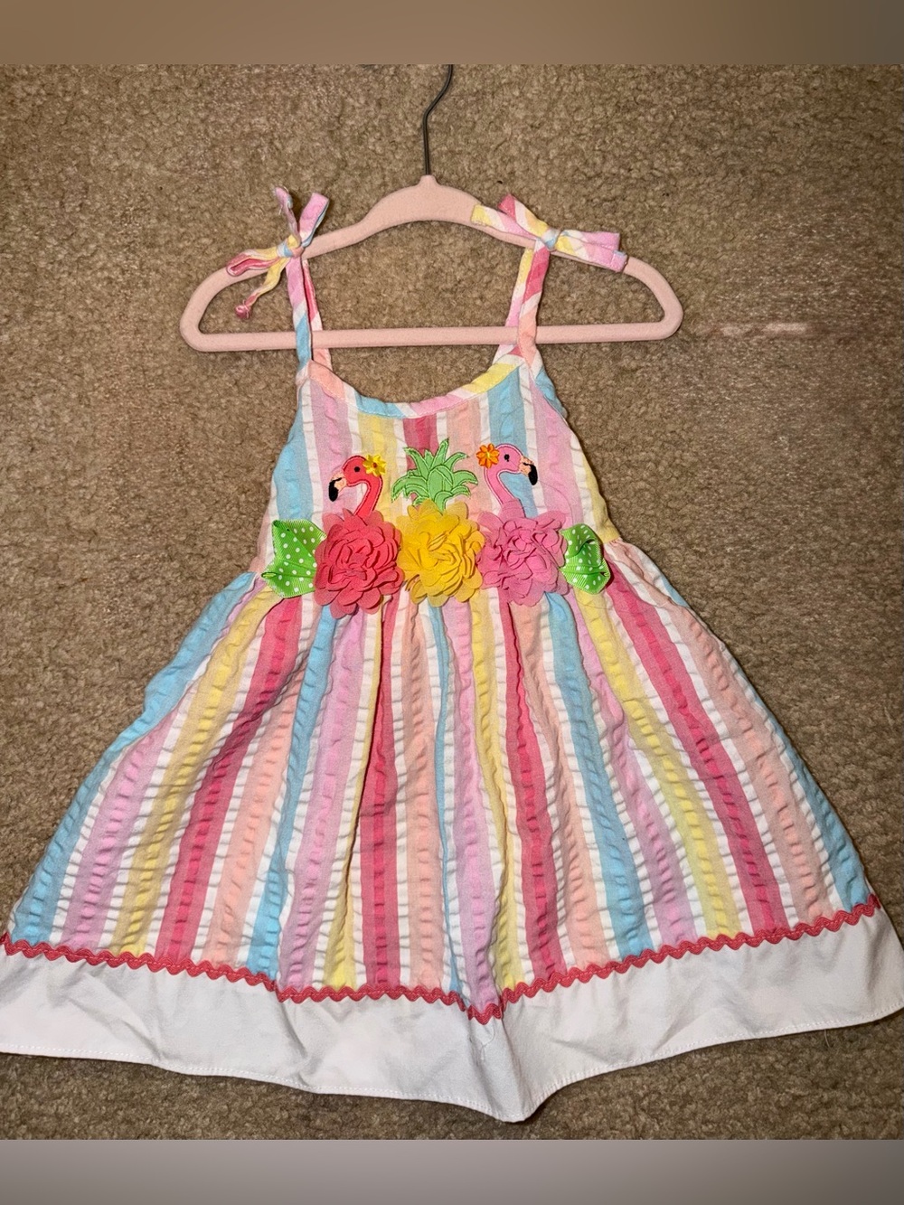 Toddler Girls Boutique Summer Colorful Striped Flamingo Sundress